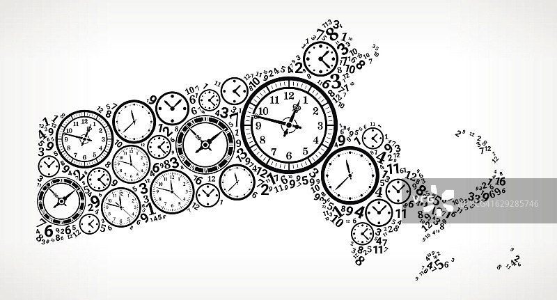 马萨诸塞州的时间和时钟矢量图标模式图片素材