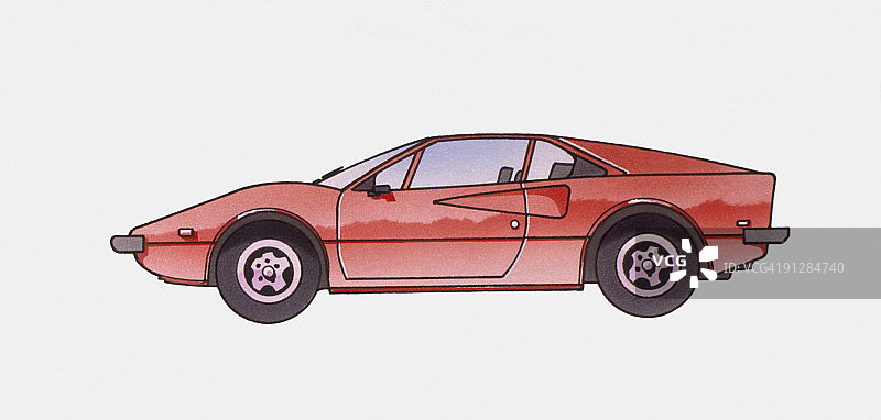 红色跑车的数字插图图片素材