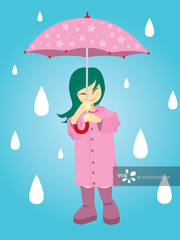 一个在雨中撑着伞的女孩图片素材