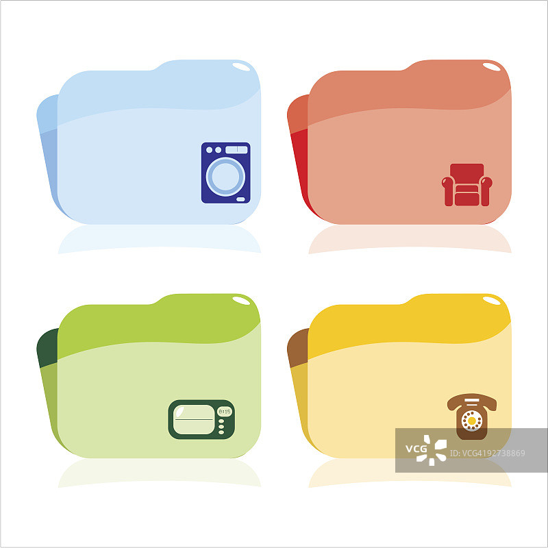彩色文件夹图标设置-房子设备图片素材