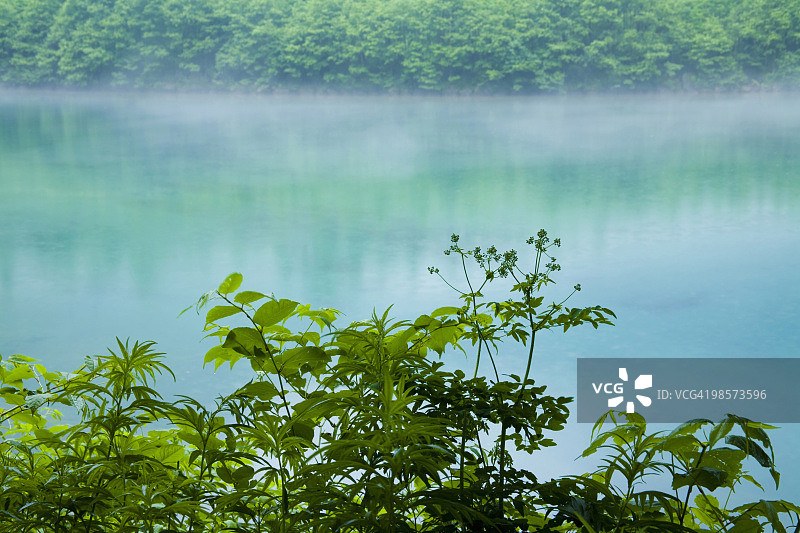 日本长野县松本上高知大摇池湖图片素材