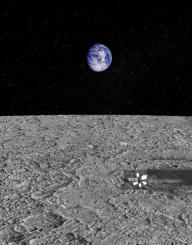 从月球上看地球的插图图片素材