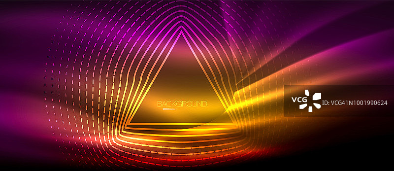 霓虹发光的波，神奇的能量和光运动的背景。壁纸模板，高科技的未来概念图片素材