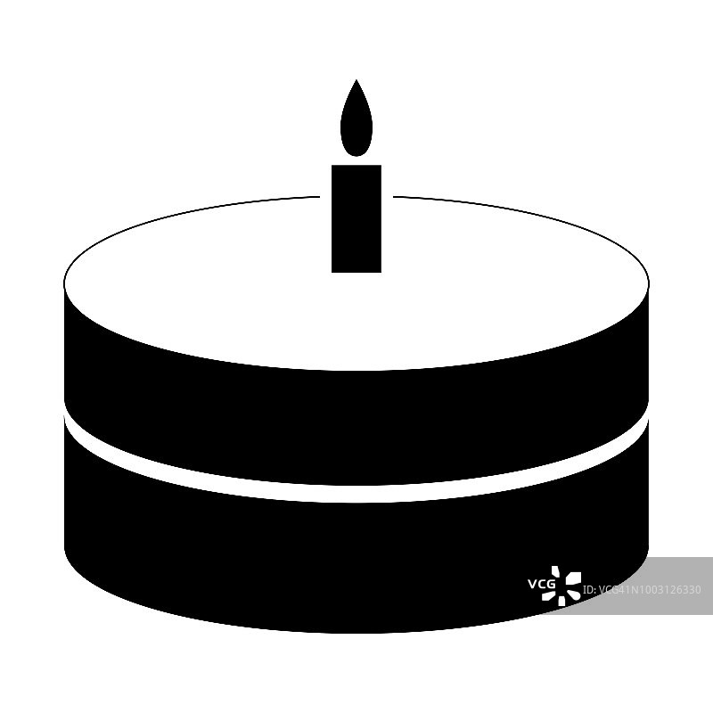 蛋糕与蜡烛黑色图标。图片素材