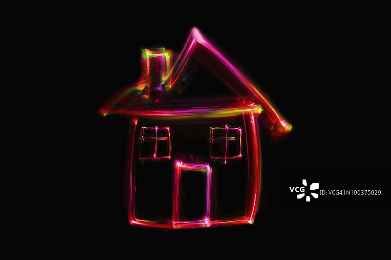 灯光塑造房屋形状图片素材