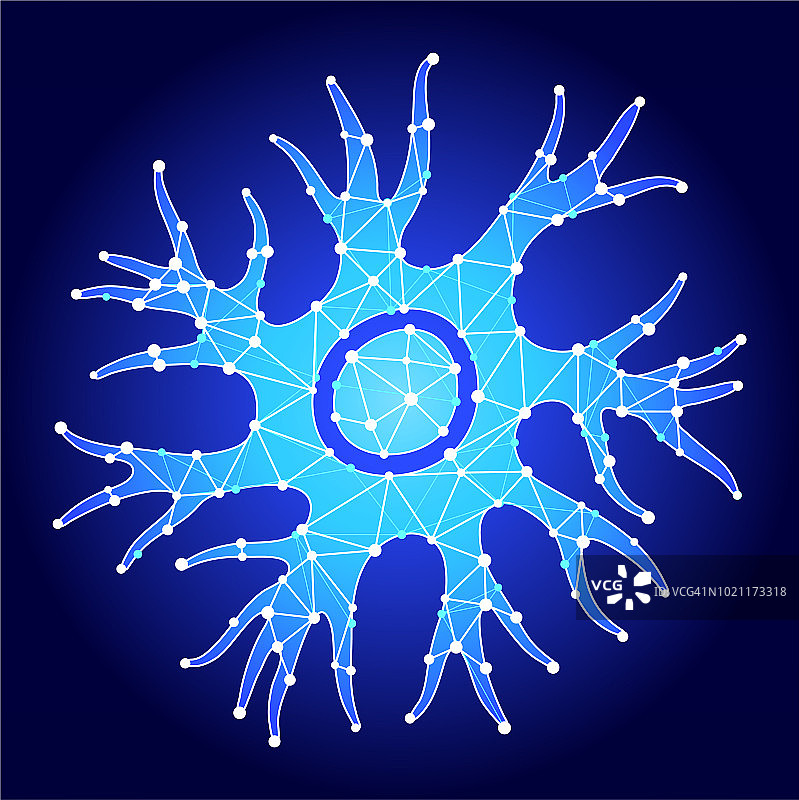 神经细胞蓝三角节点矢量模式图片素材