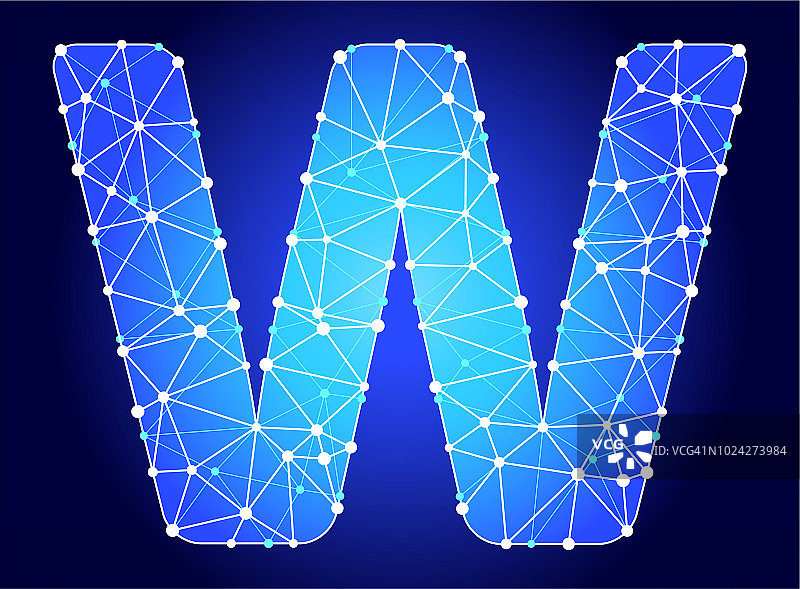 字母W蓝色三角形节点向量模式图片素材