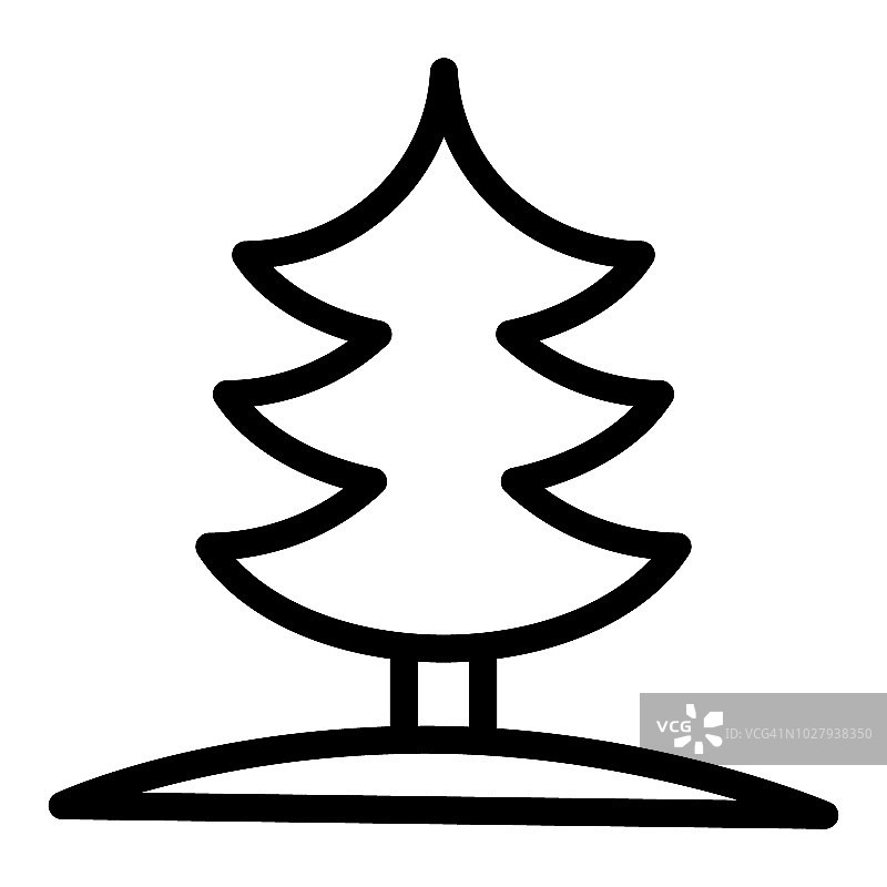 杉树线图标。云杉矢量插图孤立在白色。松树轮廓风格设计，专为网页和应用设计。Eps 10。图片素材