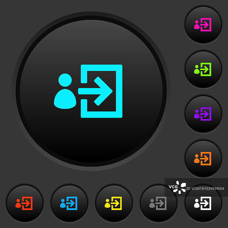用户登录暗色按钮与彩色图标图片素材
