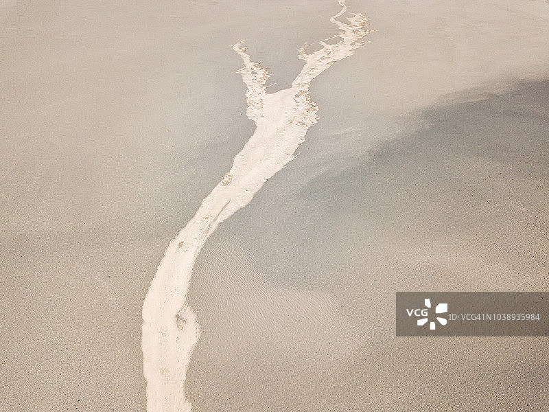 鸟瞰图:干涸河流的沙丘图片素材