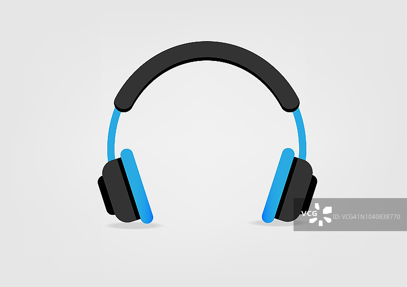 蓝色耳机图标，音乐向量图片素材