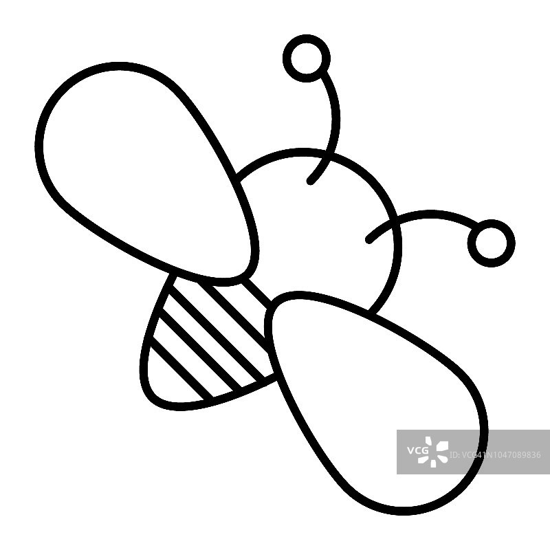 蜂细线图标。昆虫媒介插图孤立在白色上。蜜蜂轮廓风格设计，专为网页和应用设计。Eps 10。图片素材