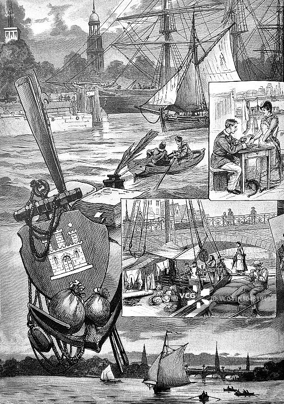 1888年，汉堡生活的海洋场景图片素材
