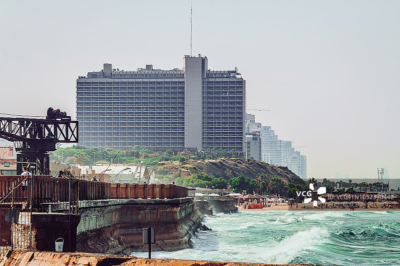 特拉维夫长廊和海滨豪华酒店的远景图片素材