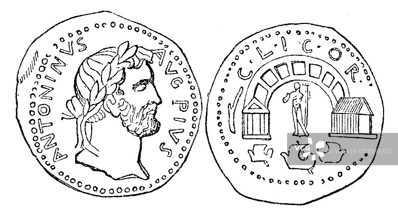 罗马安东尼庇护银币(2世纪)图片素材
