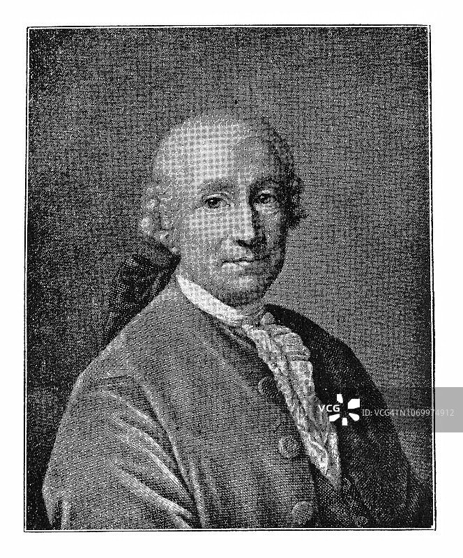 汉斯·康拉德·迪特里希·艾克霍夫或康拉德·艾克霍夫，1720 - 1778年，18世纪的德国演员图片素材