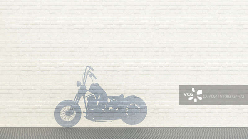 摩托车的影子靠在墙上图片素材