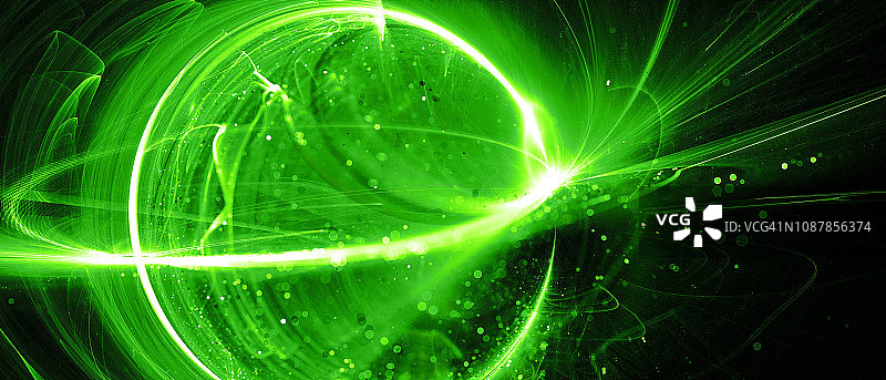 太空中绿色发光的星际技术图片素材