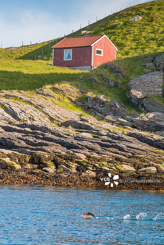 全景图挪威，罗斯特岛，大西洋罗浮敦岛挪威图片素材