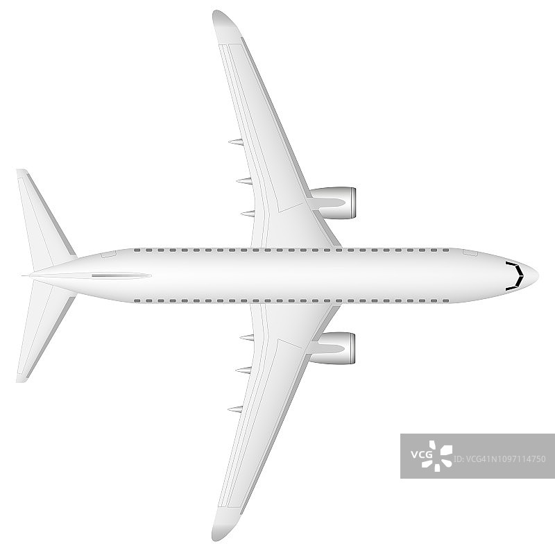 一架现代喷气式客机在跑道上。从以上观点。一个精心设计的图像和大量的小细节。图片素材