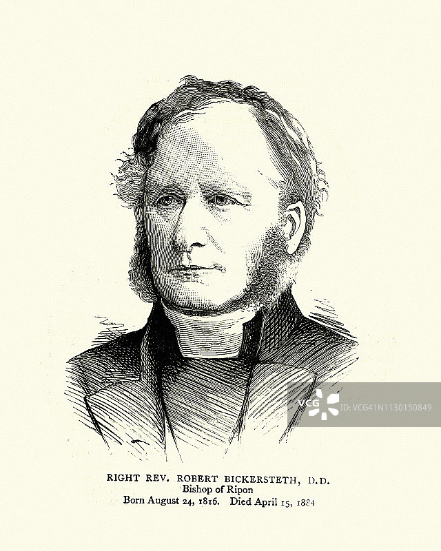罗伯特·比克斯特，19世纪里彭圣公会主教图片素材