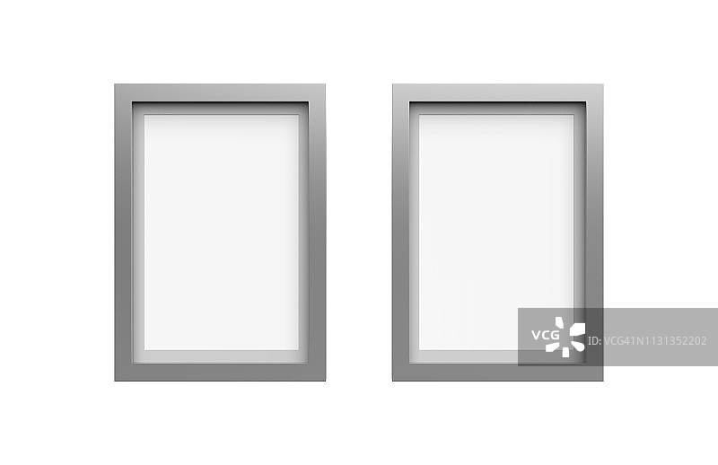 空白相框上孤立的白色背景，3d插图图片素材