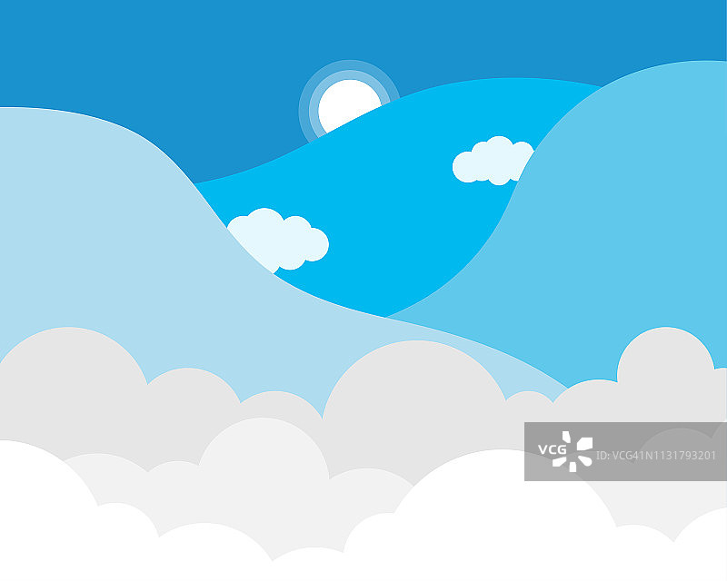 云与蓝天自然景观矢量背景设计插图。图片素材