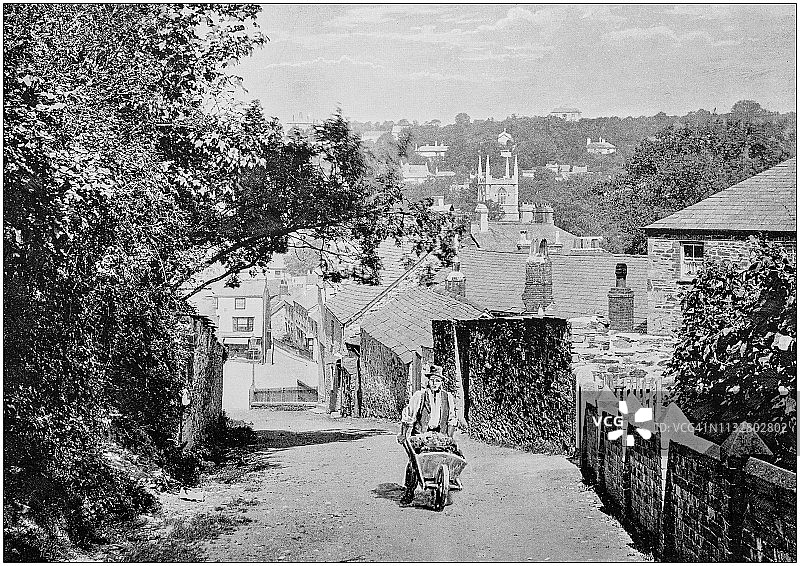 英格兰和威尔士的古老黑白照片:博德明图片素材