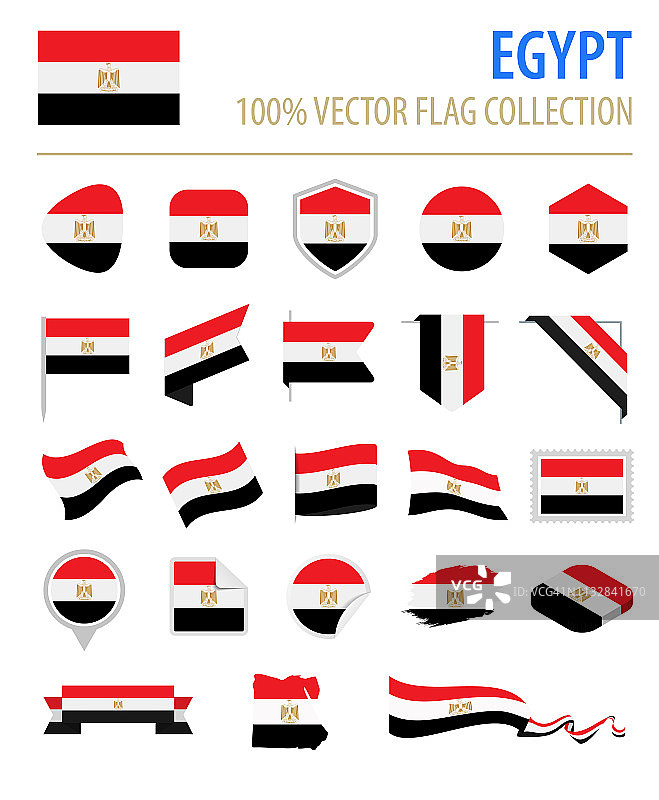 埃及-旗帜图标平面矢量集图片素材