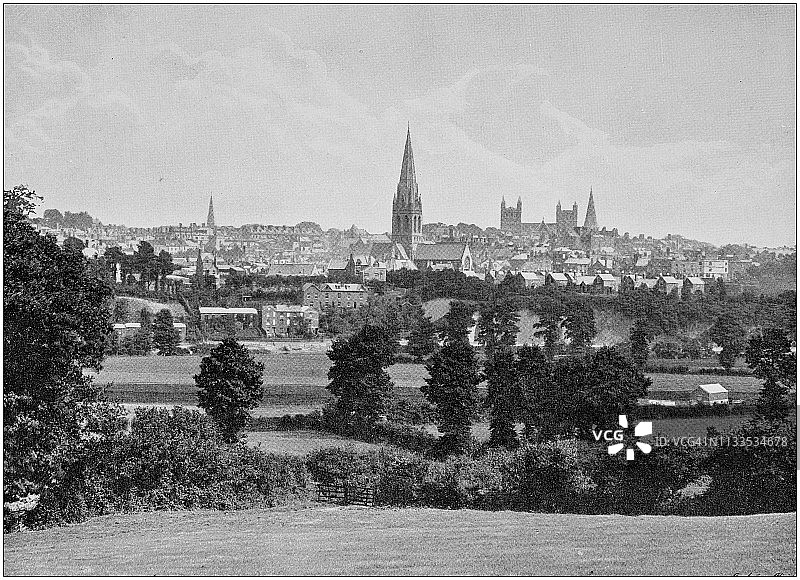 英格兰和威尔士的古老黑白照片:埃克塞特图片素材
