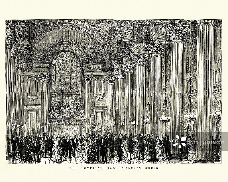 19世纪伦敦大厦的埃及大厅图片素材