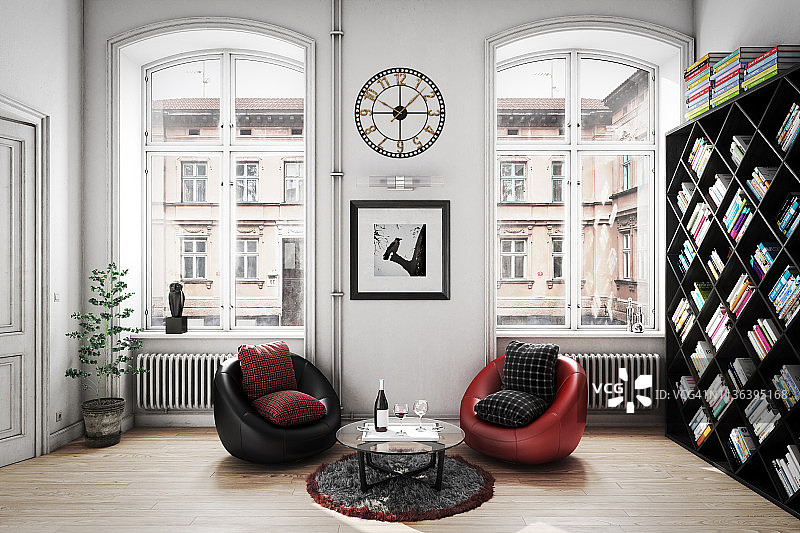 舒适的斯堪的纳维亚家庭室内设计图片素材