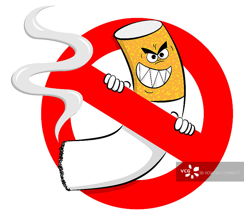 禁止吸烟的卡通香烟标志图片素材