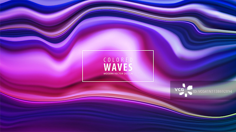 现代彩色流量海报。波浪液体形状在蓝色背景。艺术设计。矢量插图EPS10图片素材