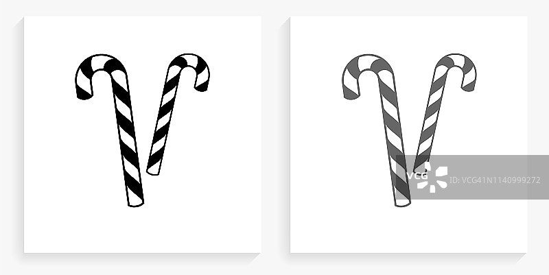 糖果手杖黑色和白色方形图标图片素材