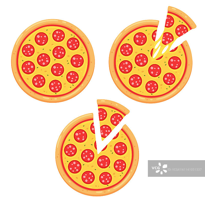 意大利辣香肠披萨切片图片素材