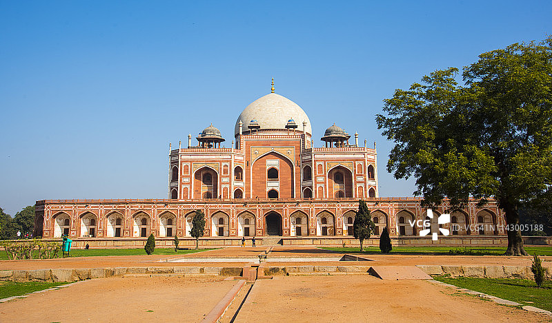 印度德里的胡马雍陵墓，建于1565年的莫卧儿皇帝胡马雍的陵墓，联合国教科文组织世界遗产图片素材