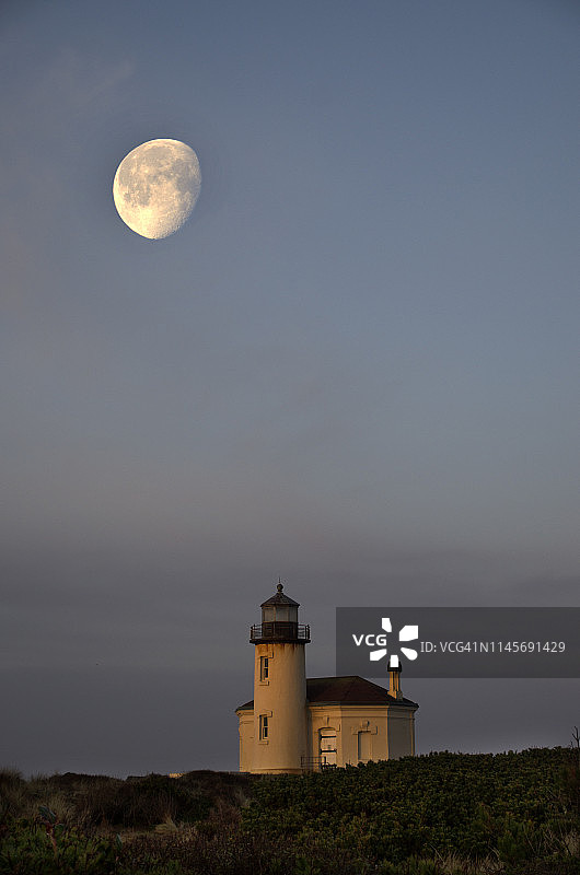 Coquille河灯塔的月亮图片素材