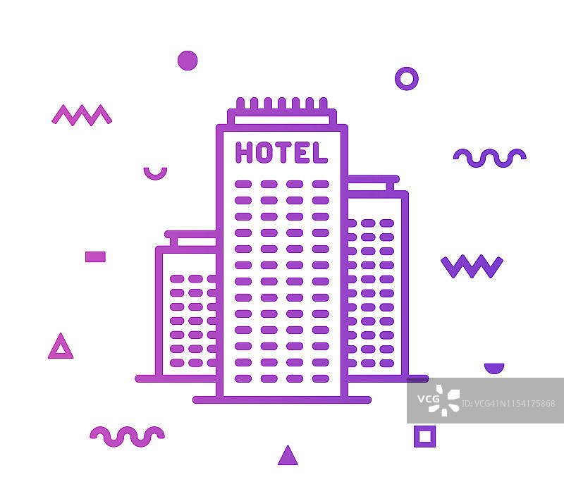 酒店建筑线条风格图标设计图片素材