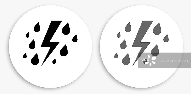 雨和雷黑白圆形图标图片素材