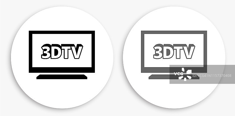3d电视黑白圆形图标图片素材