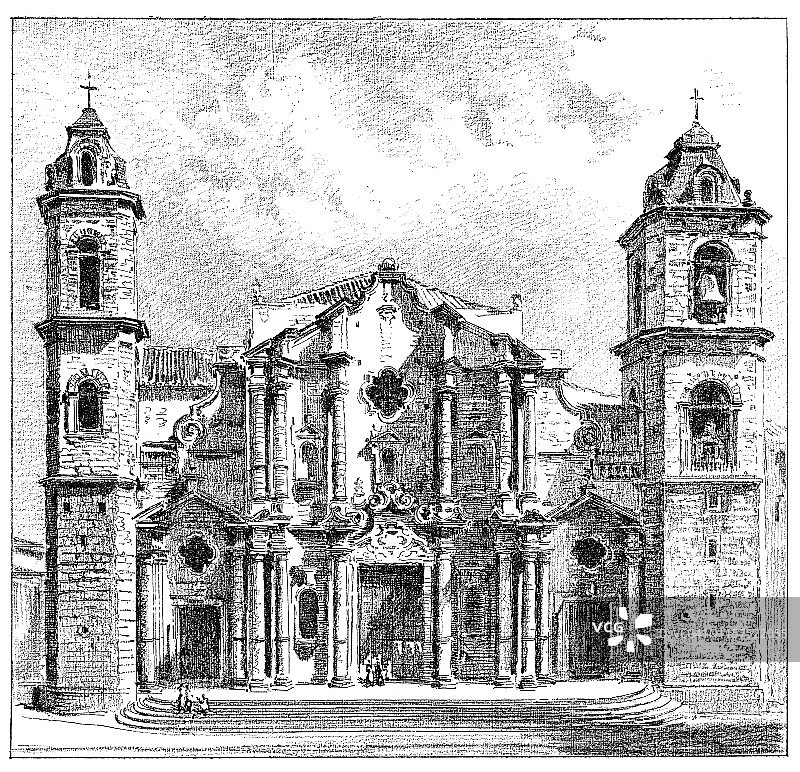 古巴哈瓦那旧教堂，1887年图片素材