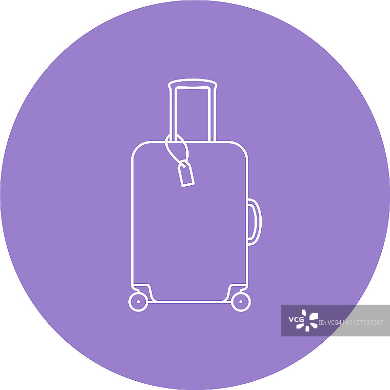 细线平坦设计旅行和旅行计划图标:手提箱图片素材