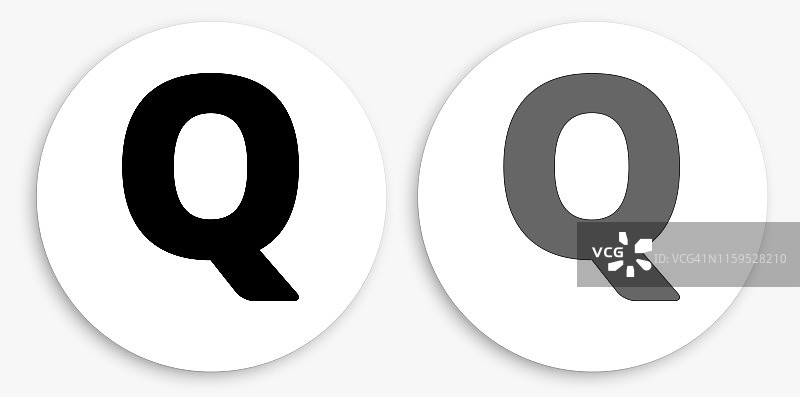 字母Q黑白圆形图标图片素材