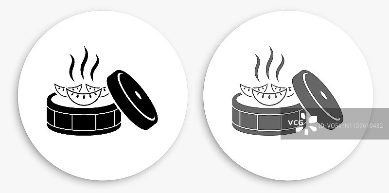 日本饺子黑白圆形图标图片素材