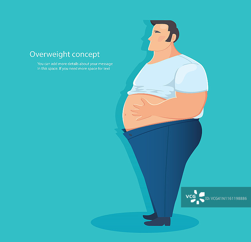 概念超重，腹部脂肪矢量插画图片素材