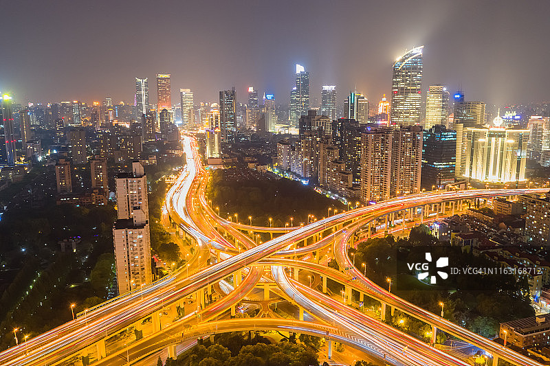 上海立交桥的高角度视图图片素材