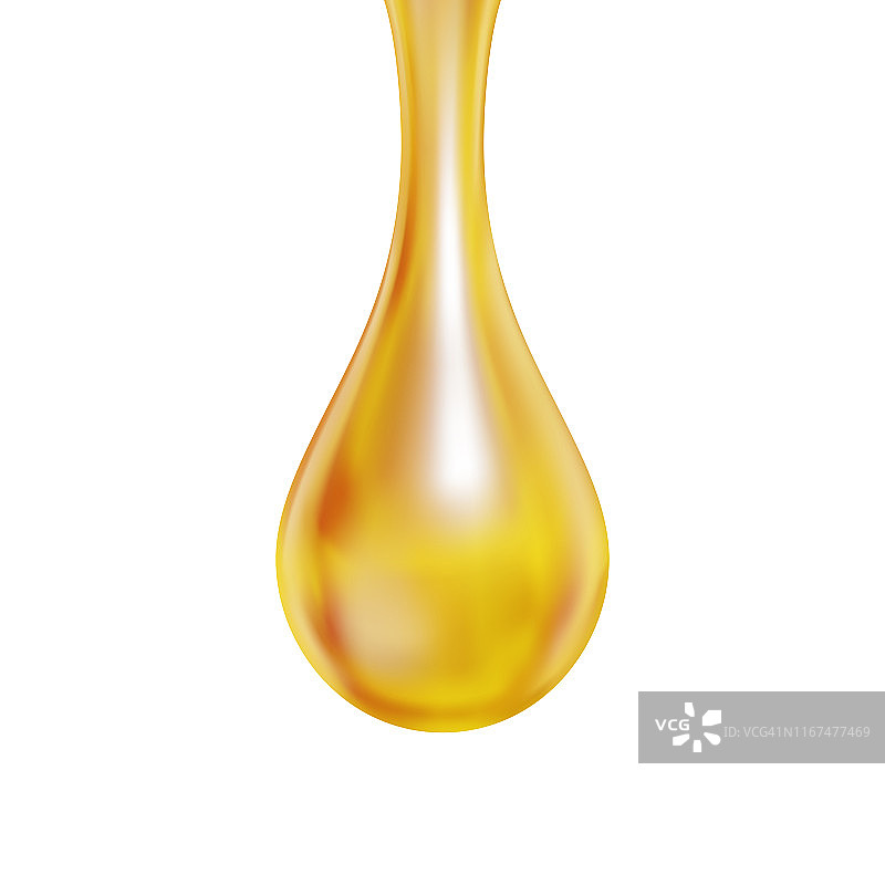 将蜂蜜或油滴单独挂在白色背景上。设计矢量汽油。图片素材