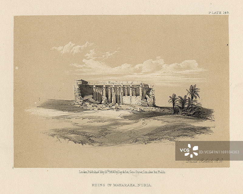 努比亚马哈拉卡遗址，19世纪图片素材