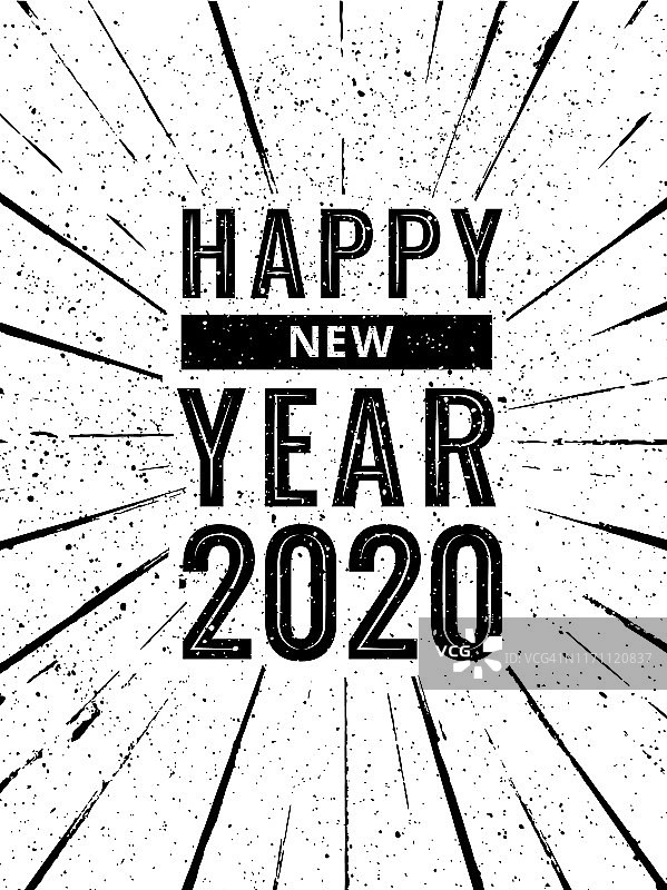 2020年新年快乐-复古，复古的设计，排版，贺卡图片素材
